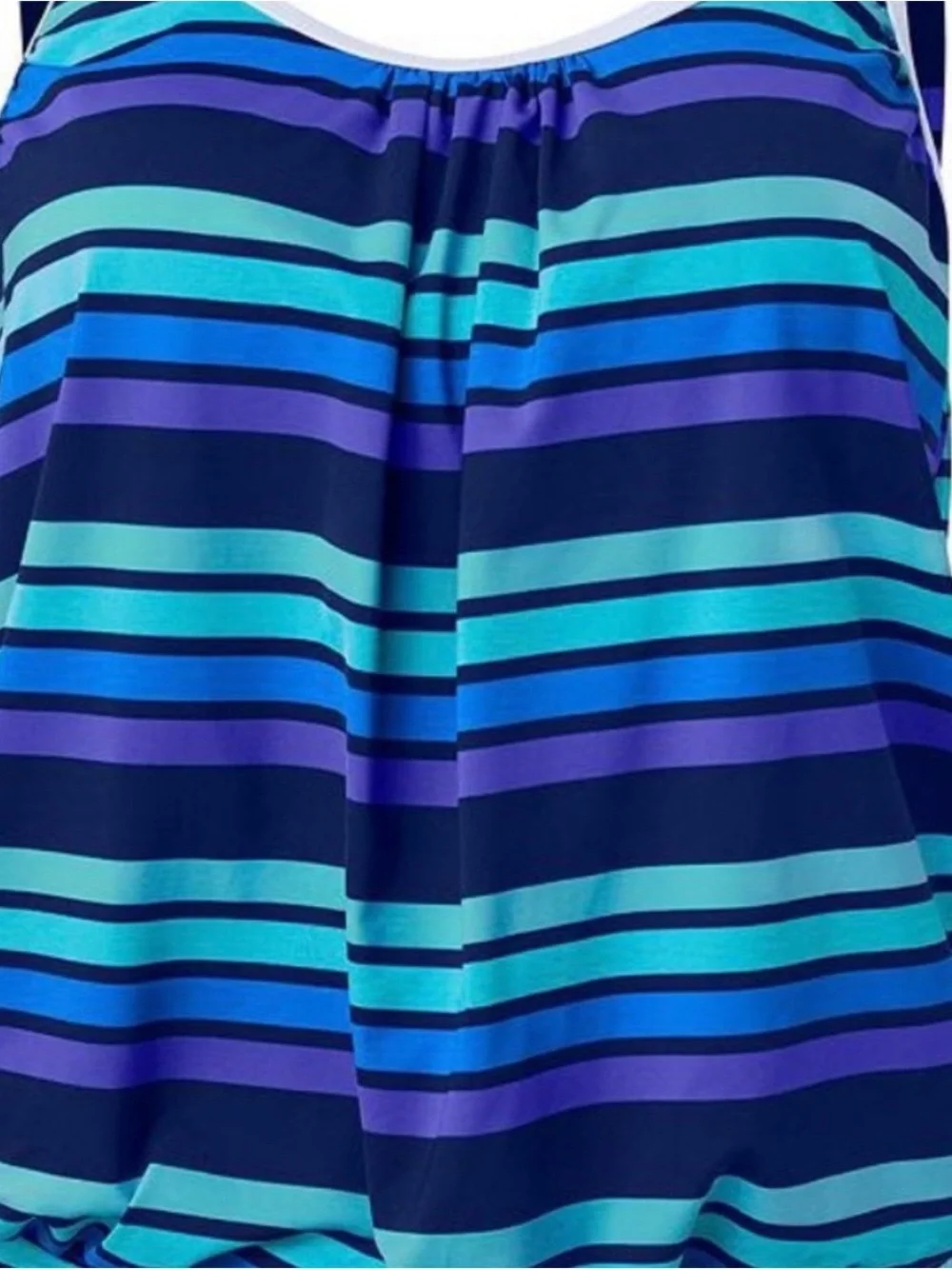 VENUS Blouson Tankini Top Blue Stripe Swim Top Size 10 NWOT